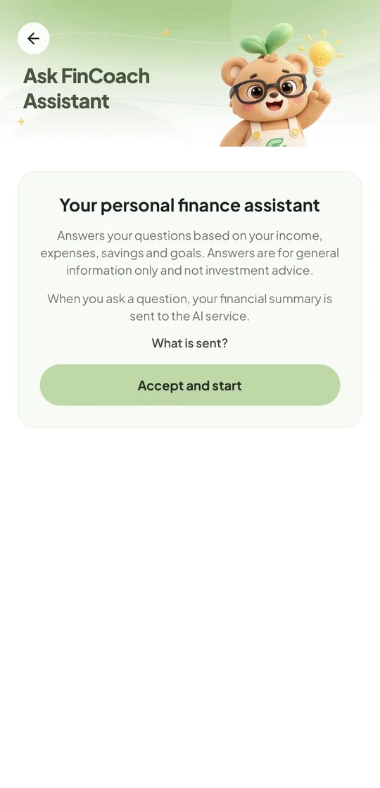 FinCoach Assistant screen