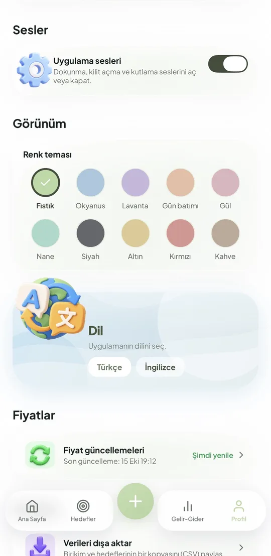 Renk teması seçimi
